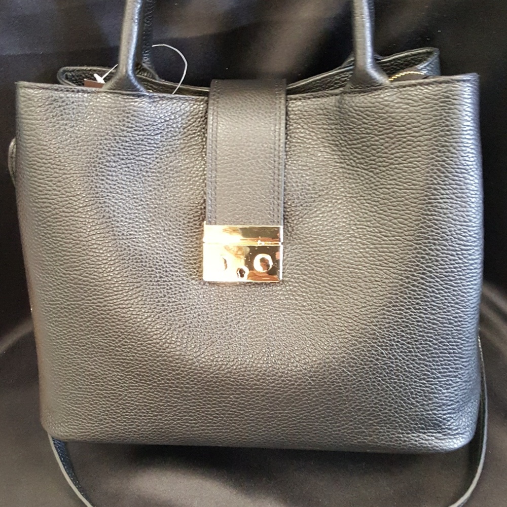 NWT Genuine Leather Black Woman's Handbag